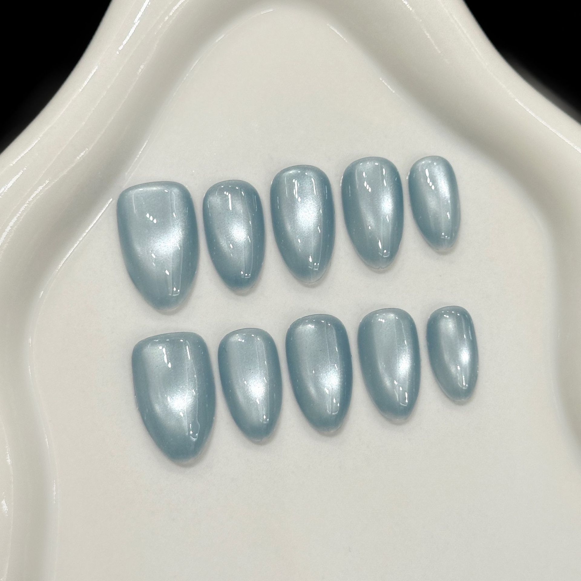 Nail Art Simple - 10 Adet Mavi Kedi Gözü Fransız
