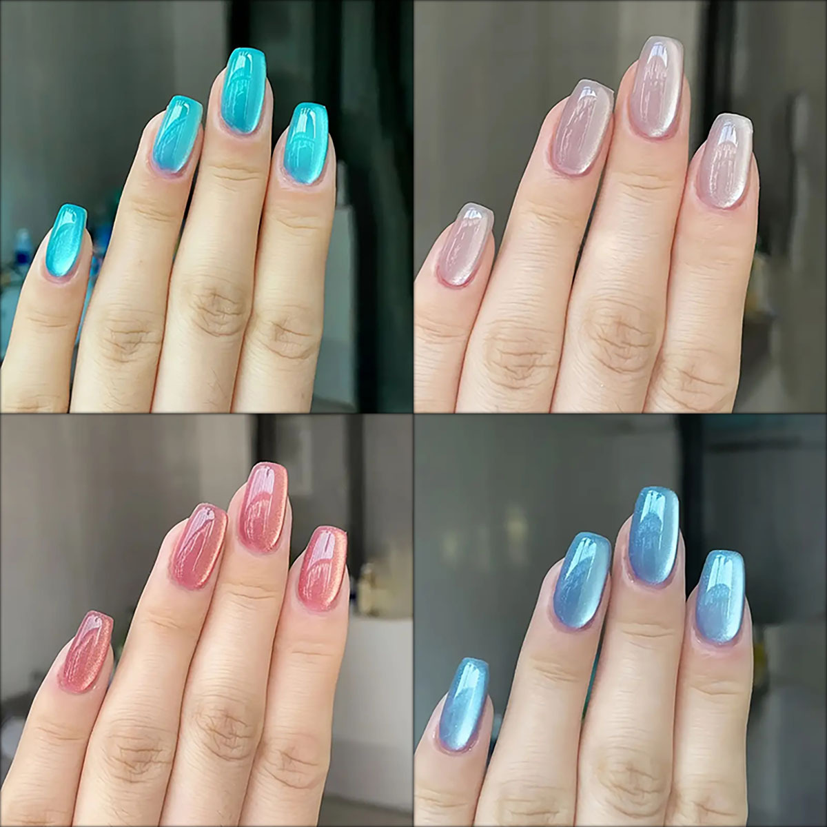Nail Art Cat Eye Pink - 24 adet/30 adet kısa kare bale