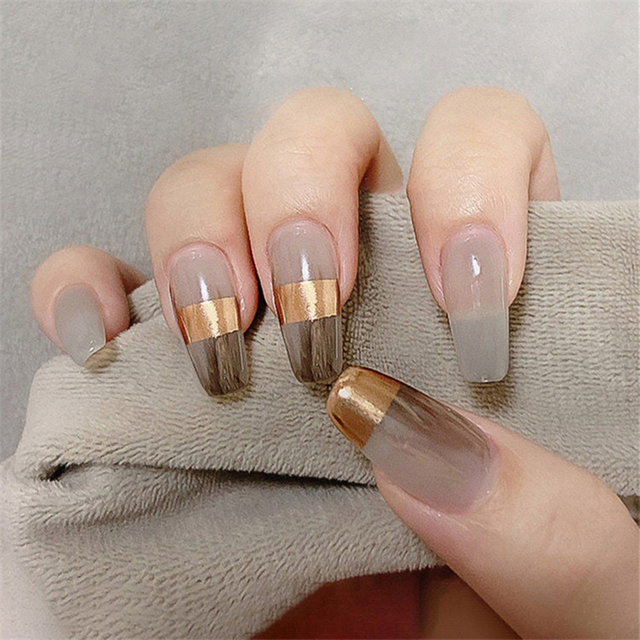 Nail Art Simple - 24 Adet Orta Boy Tabut Şeklinde