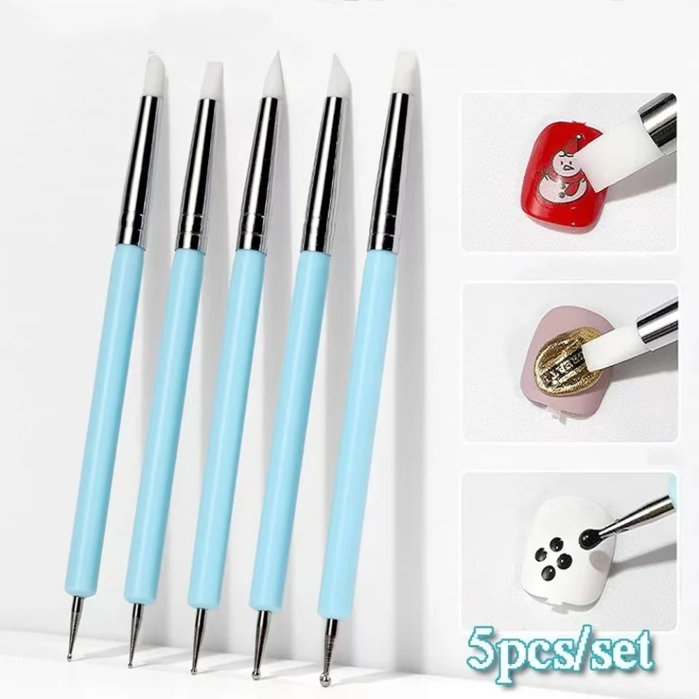 Nail Art Kaki - 5 adet silikon kil şekillendirme aleti,