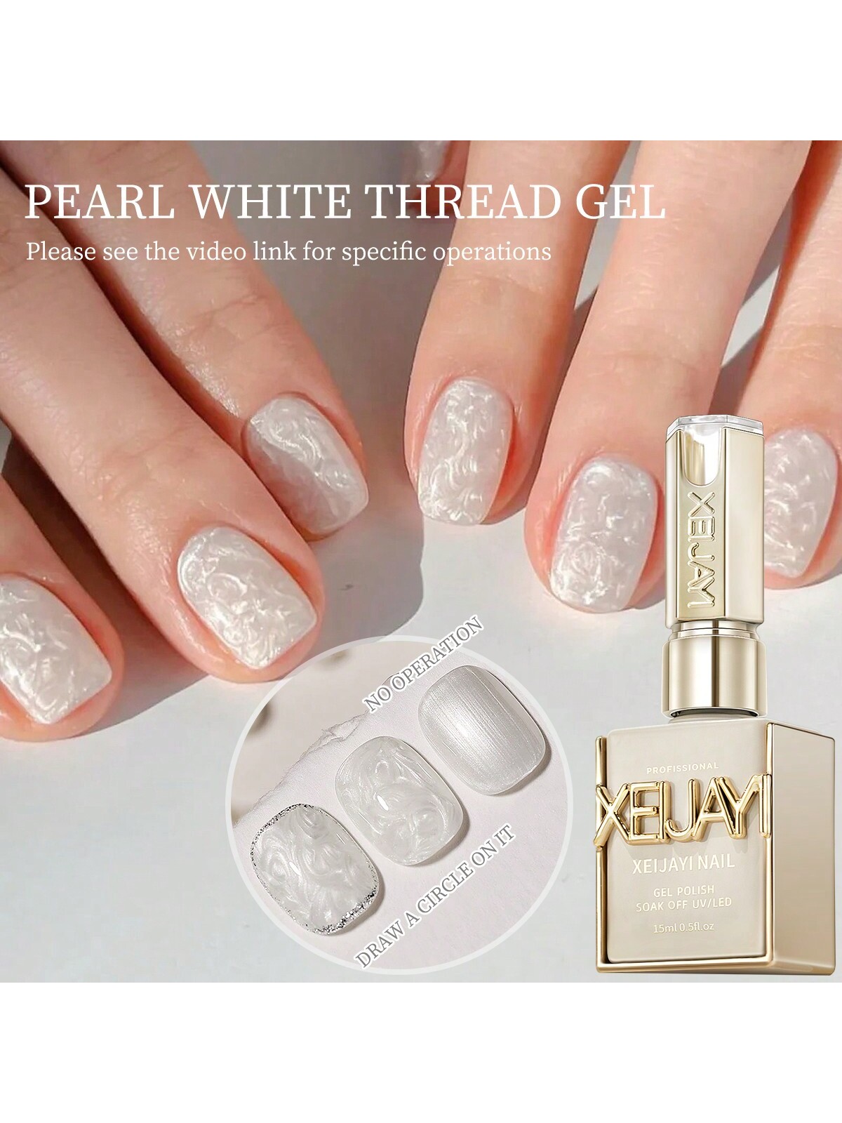 Nail Art Chrome - 15ML inci beyaz iplik jel oje