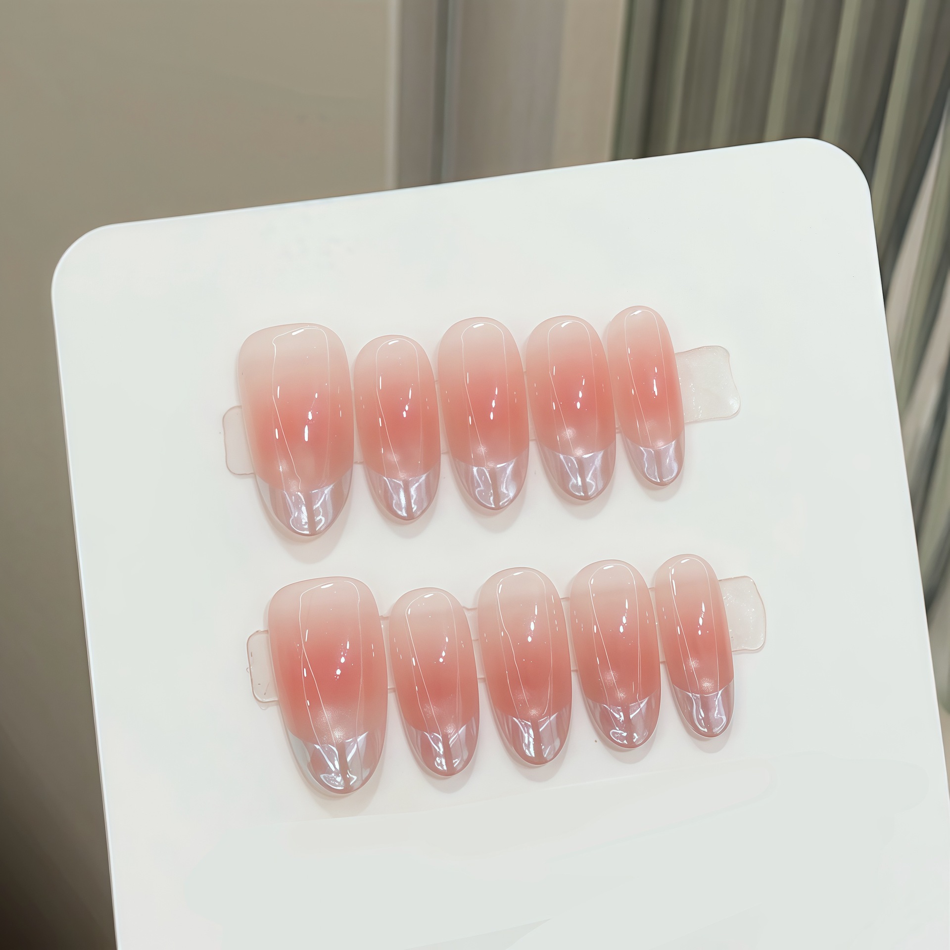 Nail Art Simple - 10 adet Saf El Yapımı Oval